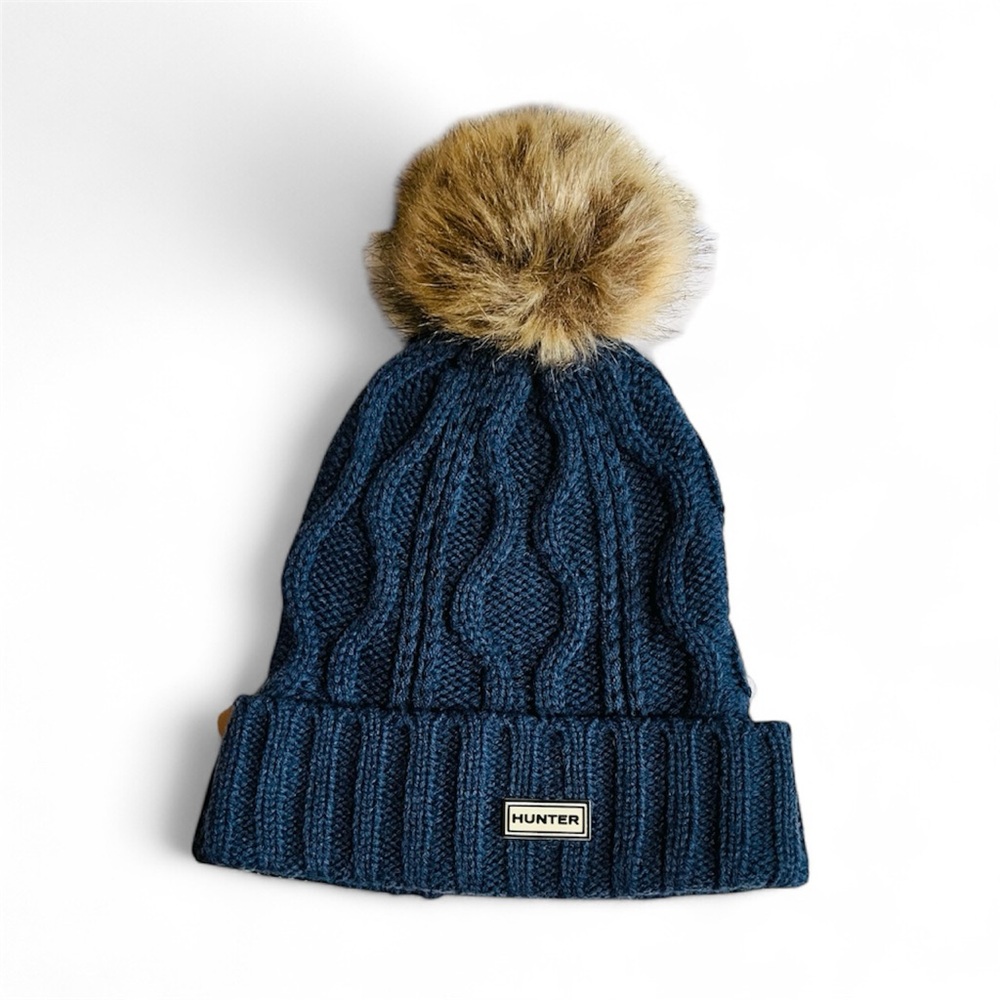 HUNTER Navy Blue Pom-Pom Touque